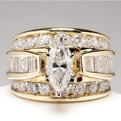 Horse Eye Alloy with Crystal Rhinestone Finger Rings FS-WG251C3-03-1