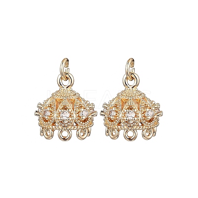 Brass Micro Pave Cubic Zirconia Multi-Strand Links X-KK-B133-06G-02-1