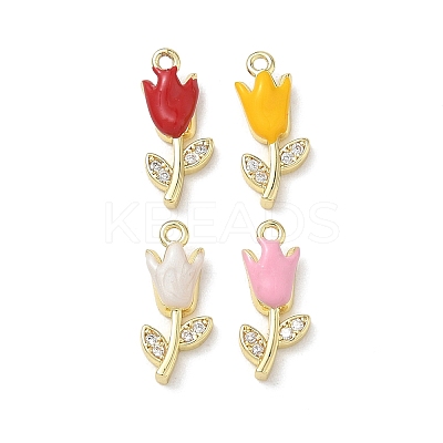 Brass Micro Pave Clear Cubic Zirconia and Enamel Charms KK-A300-22G-1
