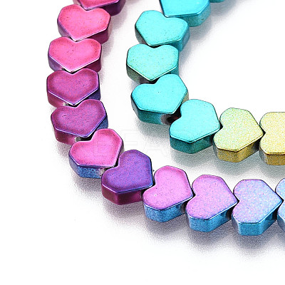 Rainbow Color Electroplate Non-magnetic Synthetic Hematite Beads Strands G-L489-E01-1