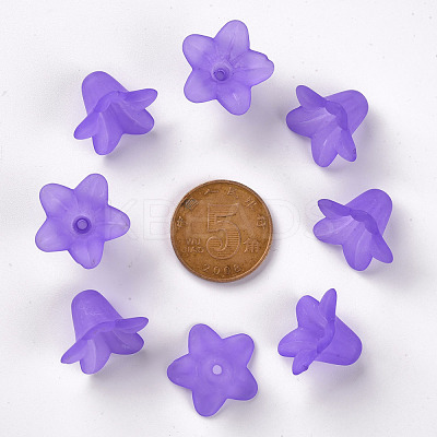 Purple Frosted Transparent Acrylic Flower Beads X-PLF018-15-1
