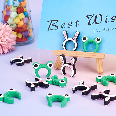 12Pcs 2 Styles Rabbit Ear & Frog Silicone Focal Beads SIL-TA0001-91-1