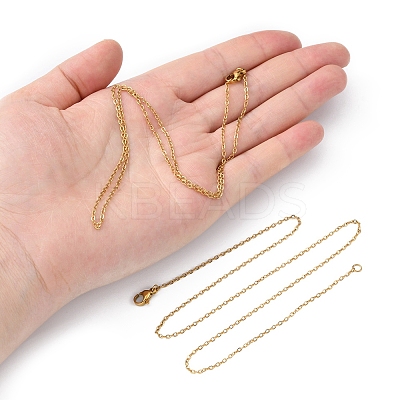 Ion Plating(IP) 5Pcs 304 Stainless Steel Cable Chain Necklaces Set for Men Women MAK-YW0002-02P-1