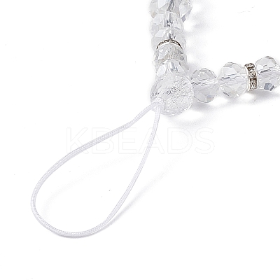 Rondelle Glass & Polymer Clay Rhinestone Beads Phone Hand Strap Chains HJEW-JM00877-02-1
