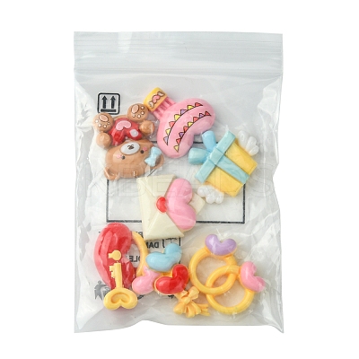 7Pcs 7 Styles Ring/Box/Lock/Envelope/Bear/Balloon/Hot Air Balloon Valentine's Day Theme Opaque Resin Decoden Cabochons RESI-FS0001-69-1