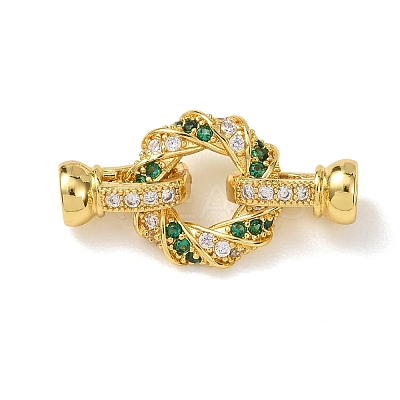 Brass Micro Pave Cubic Zirconia Fold Over Clasps KK-D259-05G-1
