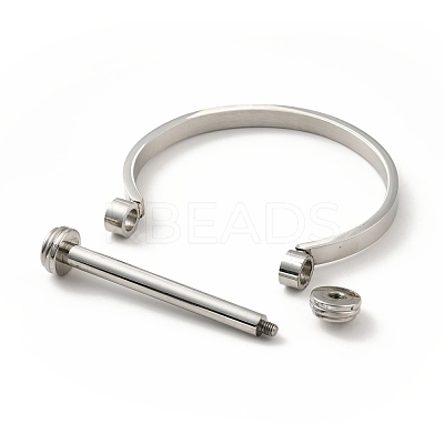 Non-Tarnish 304 Stainless Steel D Shape Bar Screw Bangle BJEW-G636-04A-P-1