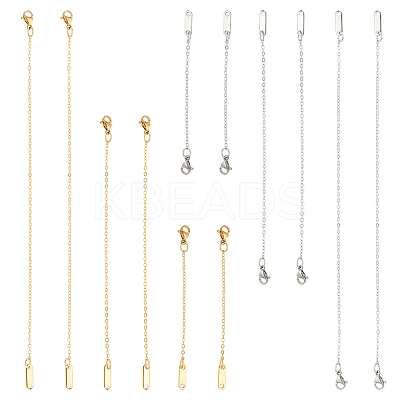 12Pcs 6 Style Brass & 304 Stainless Steel Cable Chains Extender FIND-DC0001-89-1