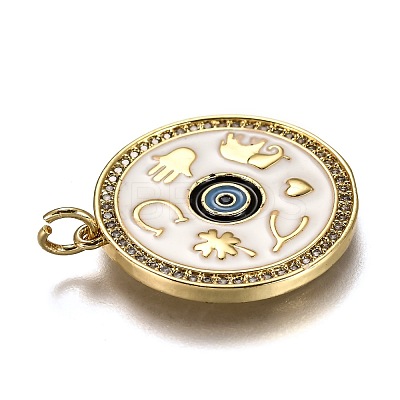 Brass Micro Pave Clear Cubic Zirconia Pendants ZIRC-B0003-09G-1