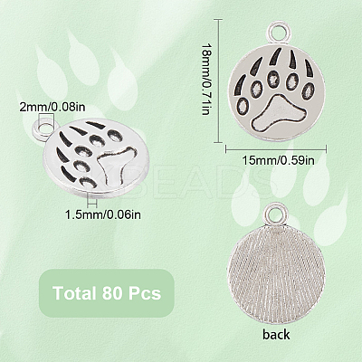 80Pcs Dog Paw Print Tibetan Style Alloy Pendant Enamel Settings TIBEP-SC0002-72-1
