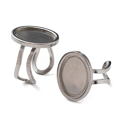 Non-Tarnish 304 Stainless Steel Cuff Pad Ring Settings STAS-M333-02A-P-1