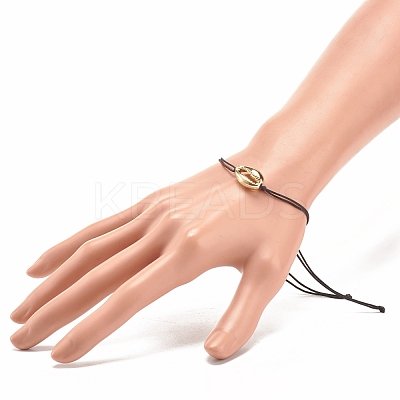 Alloy Shell Shape Braided Bead Bracelet for Women BJEW-JB08303-1