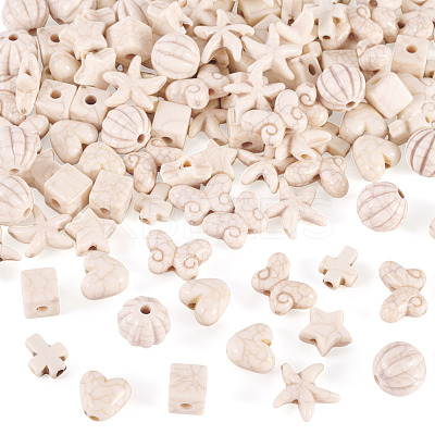 140Pcs 7 Styles Synthetic Howlite Beads G-TA0002-66-1