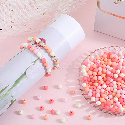 500Pcs Rubberized Style Imitated Silicone Acrylic Beads MACR-SP0001-07C-1