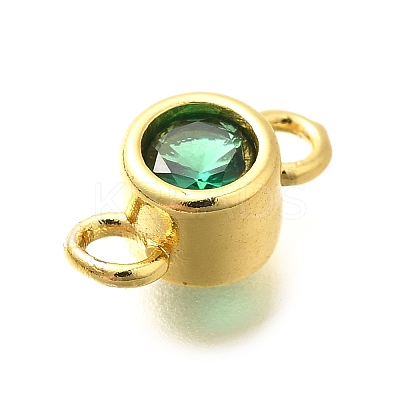 Brass Cubic Zirconia Connector Charms KK-G519-10G-1