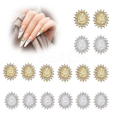 16Pcs 2 Colors Alloy Glass Rhinestone Cabochons MRMJ-HY0002-26-1