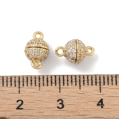 Rack Plating Brass Micro Pave Cubic Zirconia Magnetic Clasps with Loops LS-KK-A224-11G-1