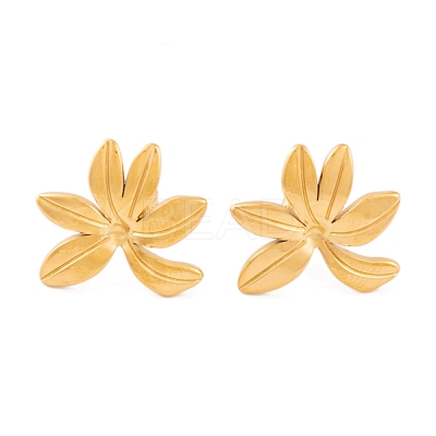 Ion Plating(IP) Flower 304 Stainless Steel Stud Earrings for Women EJEW-L272-031G-02-1