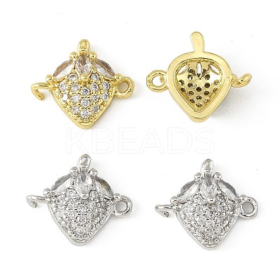 4Pcs 2 Colors Brass Pave Cubic Zirconia Fruit Connector Charms KK-FS0001-73C-1
