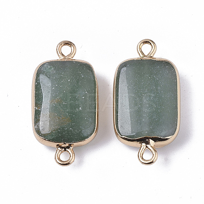 Edge Golden Plated Natural Green Aventurine Links connectors G-S359-034G-1