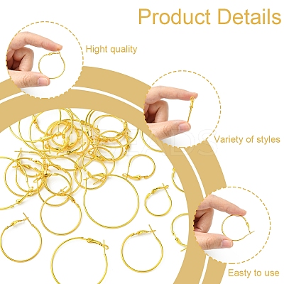 32Pcs 4 Styles Iron Huggie Hoop Earring Findings IFIN-FS0001-50-1