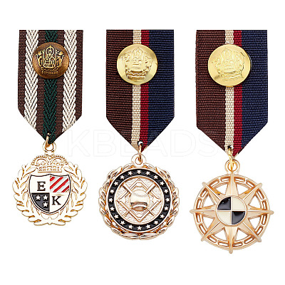 3Pcs 3 Style Sun & Shield & Leaf Retro British Preppy Style Alloy with Iron Pendant Lapel Pins FIND-GA0002-77-1