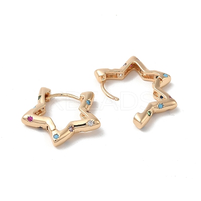 Brass Micro Pave Colorful Cubic Zirconia Hoop Earrings EJEW-M238-67KCG-1