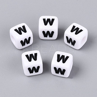 Opaque Acrylic Beads SACR-N020-04A-W-1