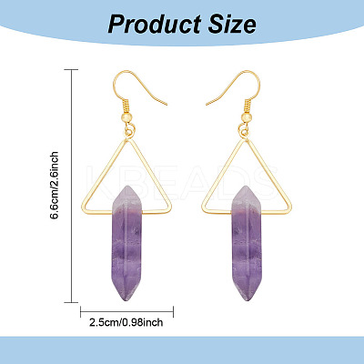 3 Pairs 3 Style Natural Mixed Gemstone Triangle with Bullet Dangle Earrings EJEW-AN0002-27-1