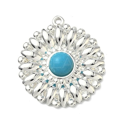 304 Stainless Steel with Dyed Synthetic Turquoise Pendants STAS-G374-05S-18-1