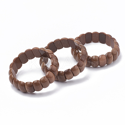 Synthetic Goldstone Beaded Stretch Bracelets BJEW-S137-11-1