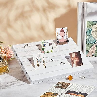 7-Slot Wooden Place Card Display Stands ODIS-WH0029-52D-1