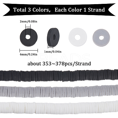 3 Strands 3 Colors Flat Round Handmade Polymer Clay Beads CLAY-SC0001-62-1