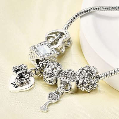Alloy European Beads Charm Bracelets BJEW-F495-04P-1