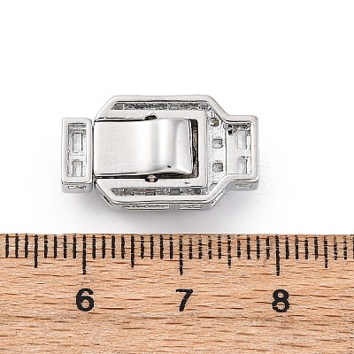 Rectangle Brass Micro Pave Clear Cubic Zirconia Box Clasps KK-G505-36P-01-1