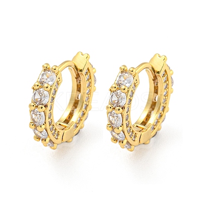 Rack Plating Brass Micro Pave Cubic Zirconia Hoop Earring EJEW-C102-13G-03-1