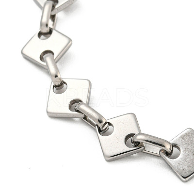 Non-Tarnish 304 Stainless Steel Rhombus Link Chains Bracelets for Men & Women BJEW-D042-02P-1
