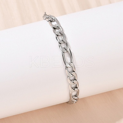 304 Stainless Steel Figaro Chain Bracelets for Women BJEW-G757-15P-1