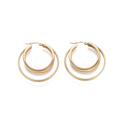 304 Stainless Steel Triple Hoop Earrings STAS-D171-30G-1