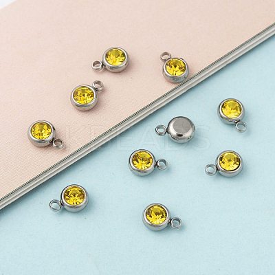 201 Stainless Steel Rhinestone Charms STAS-S068-11-1