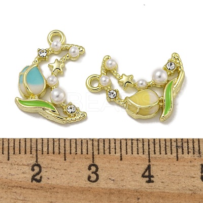 Rack Plating Alloy Enamel Pendants PALLOY-F312-12G-1