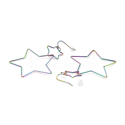 Interlock Double Open Star Dangle Earrings EJEW-C007-01M-1