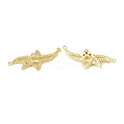 Brass Pave Clear Cubic Zirconia Connector Charms KK-E068-VB382-1