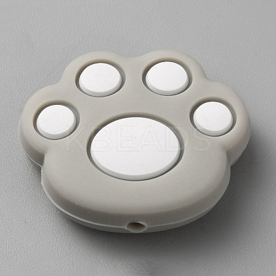 Cat Paw Print Food Grade Eco-Friendly Silicone Focal Beads LS-SIL-WH0012-040E-1