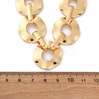 Iron & Alloy Flat Round Link Chain Necklaces for Women LS-NJEW-U046-04G-1