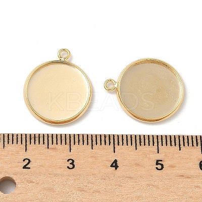 Flat Round Brass Pendant Cabochon Settings KK-K414-14F-G-1