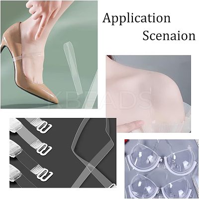 2 Rolls 2 Styles Invisible Stretchy TPU Plastic Transparent Elastic Strap EW-NB0001-09-1