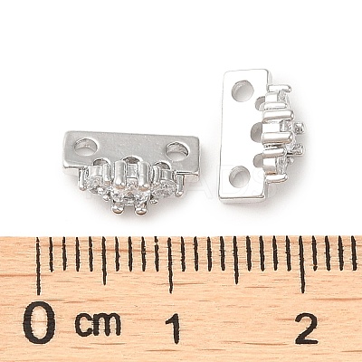 Brass Micro Pave Clear Cubic Zirconia Slide Charms KK-P239-16P-1