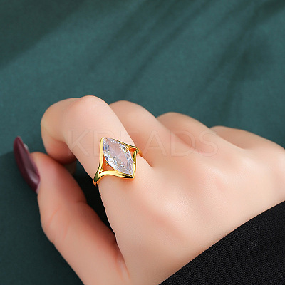 Adjustable Brass Pave Clear Cubic Zirconia Finger Rings WGA0EFE-01-1