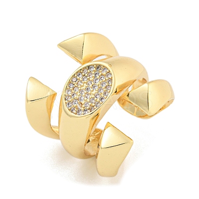 Oval Clear Cubic Zirconia Open Cuff Ring X-RJEW-L121-039G-1